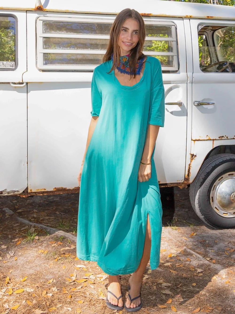 NEW Natural Life Turquoise Blue Short Sleeve All Day Tee Dress